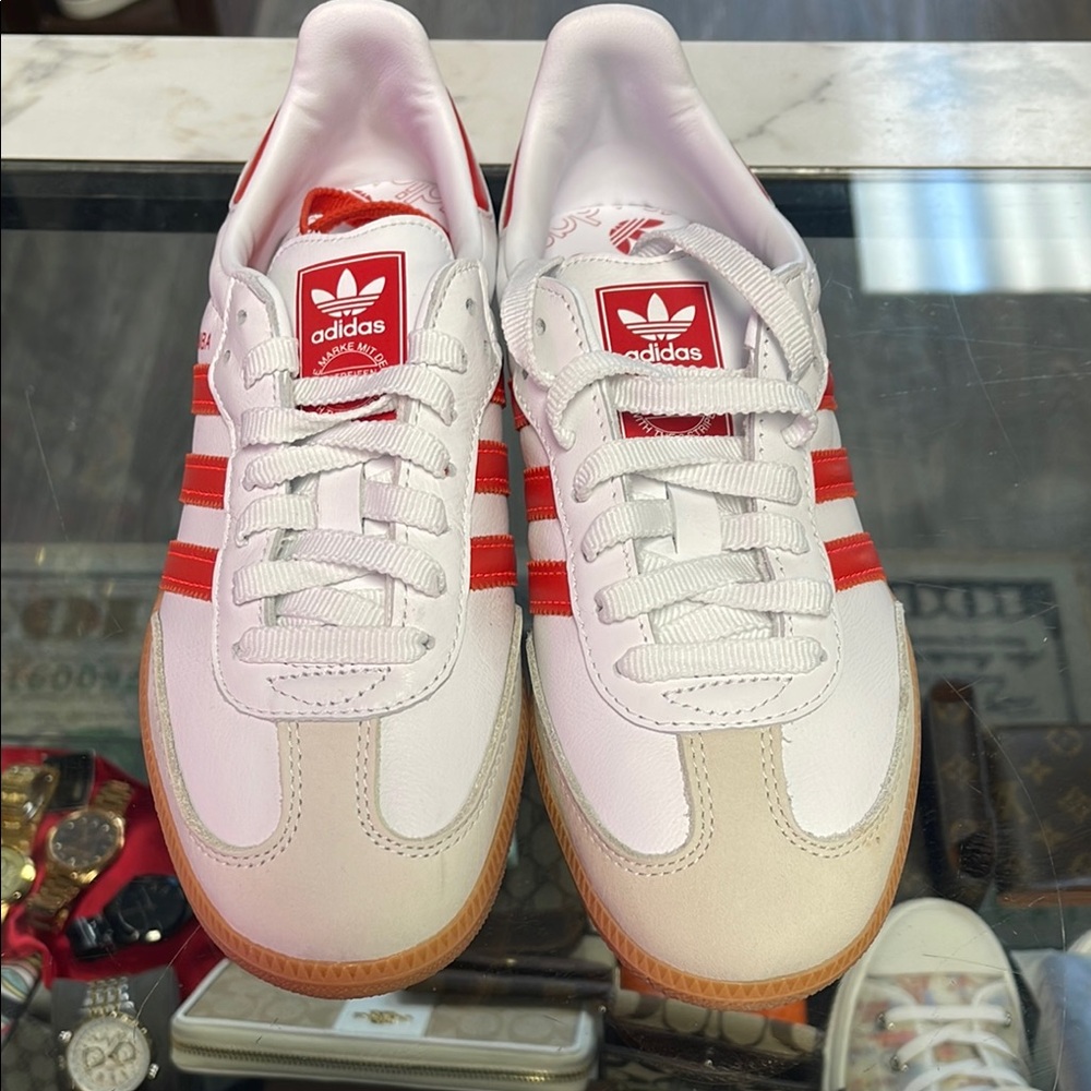 Adidas White and Red Sneakers